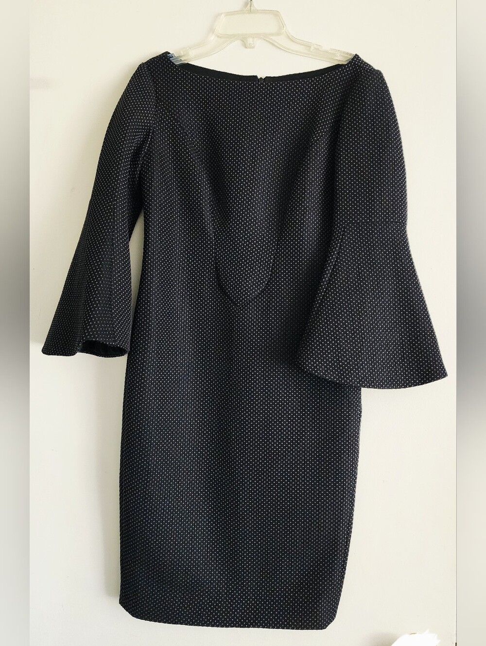 MINH FASHION | Black & Lavender Polka Dot Bell Sleeve Sheath Dress | Size 4